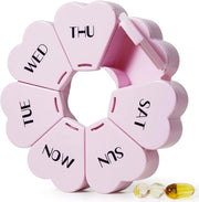 Pillendoos grande per una settimana, 7 giorni pillendoos per ragazze, contenitore viola e rosa per vitamine quotidiane, adatto per olio di pesce/medicinali/supplementi alimentari.