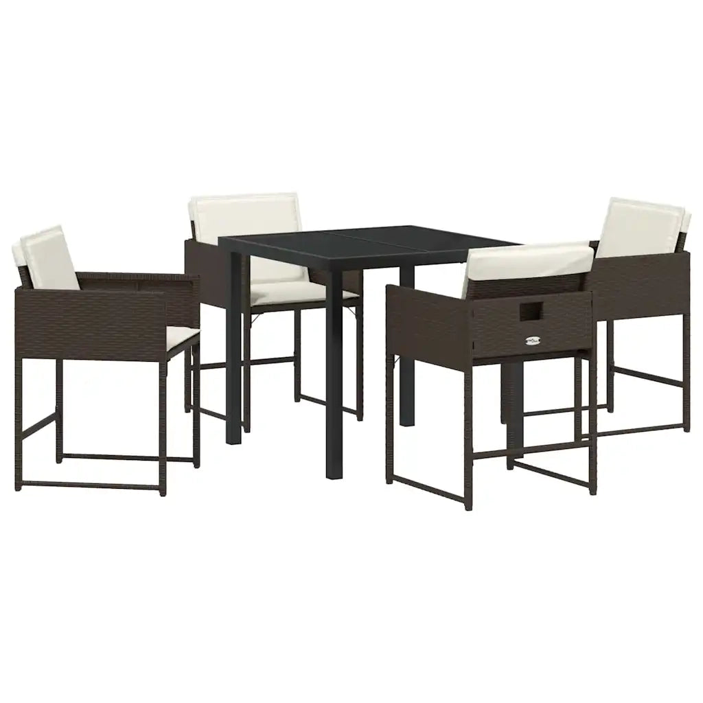 Set da Pranzo per Giardino 5 pcs Marrone polyrattan