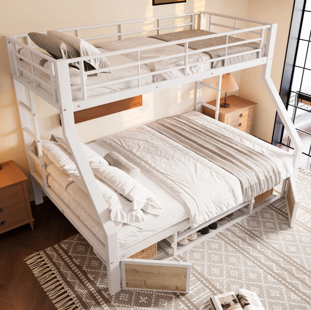 Letto a castello con scarpiera e vani contenitivi 90x200 / 140x200 cm