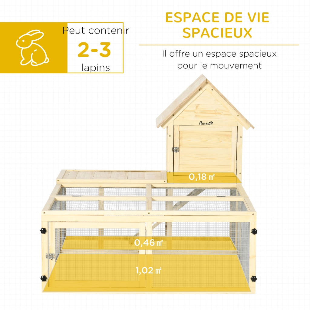Recinto per conigli a due livelli con rampa e porte ¨C zephmum ¨C legno marrone 120x80x60