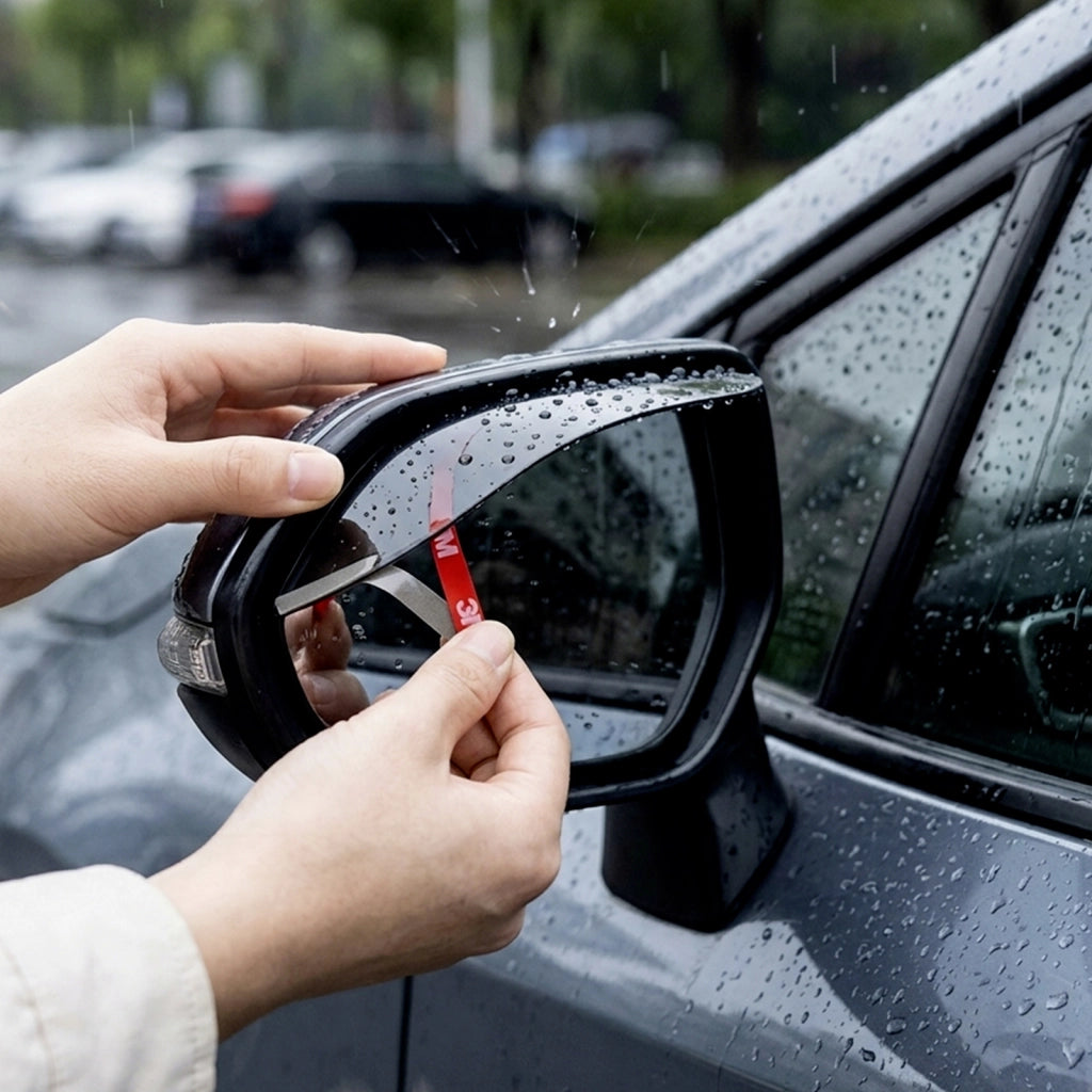 Deflettore Pioggia per Specchietto Retrovisore Auto Fissaggio Adesivo Solido Nero / Rosso Avizar