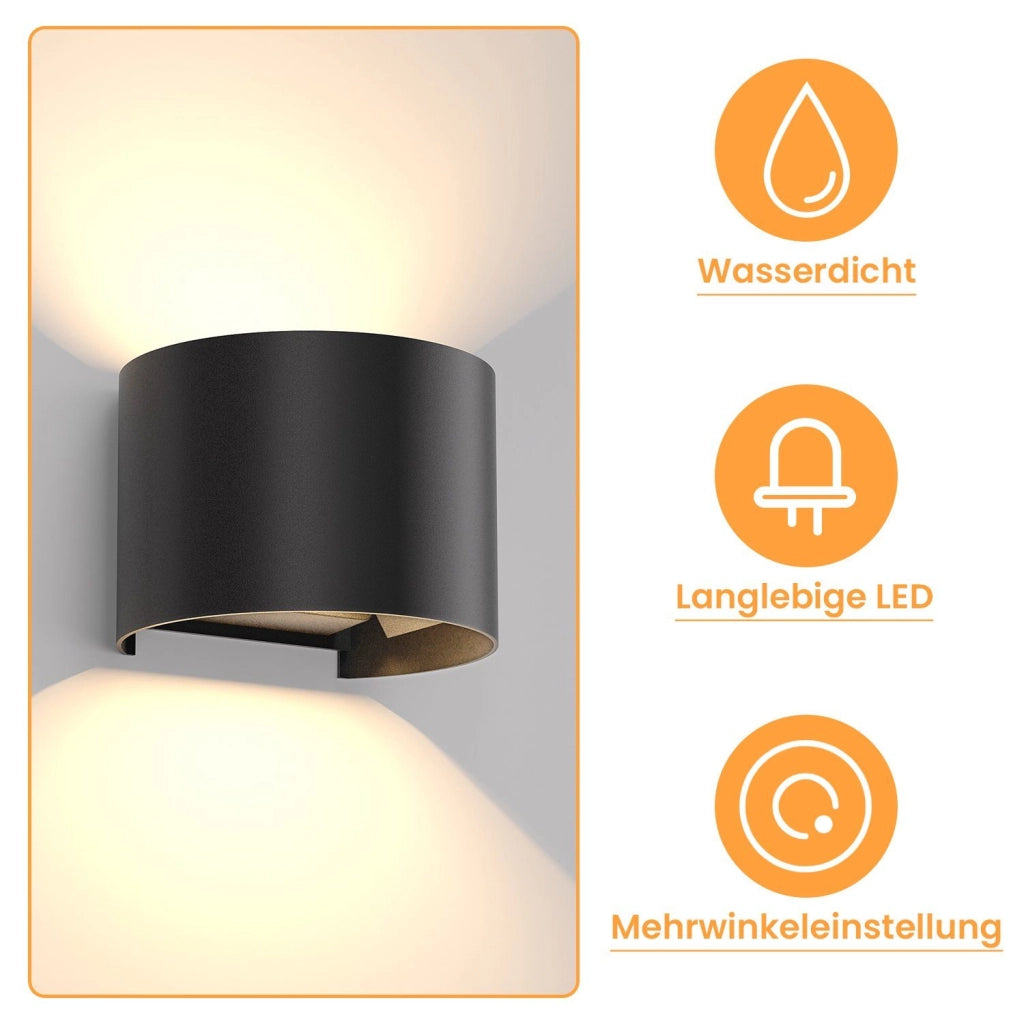 ZMH Moderna lampada da parete a LED per esterni con luce verso l'alto e verso il basso per camera da letto e corridoio