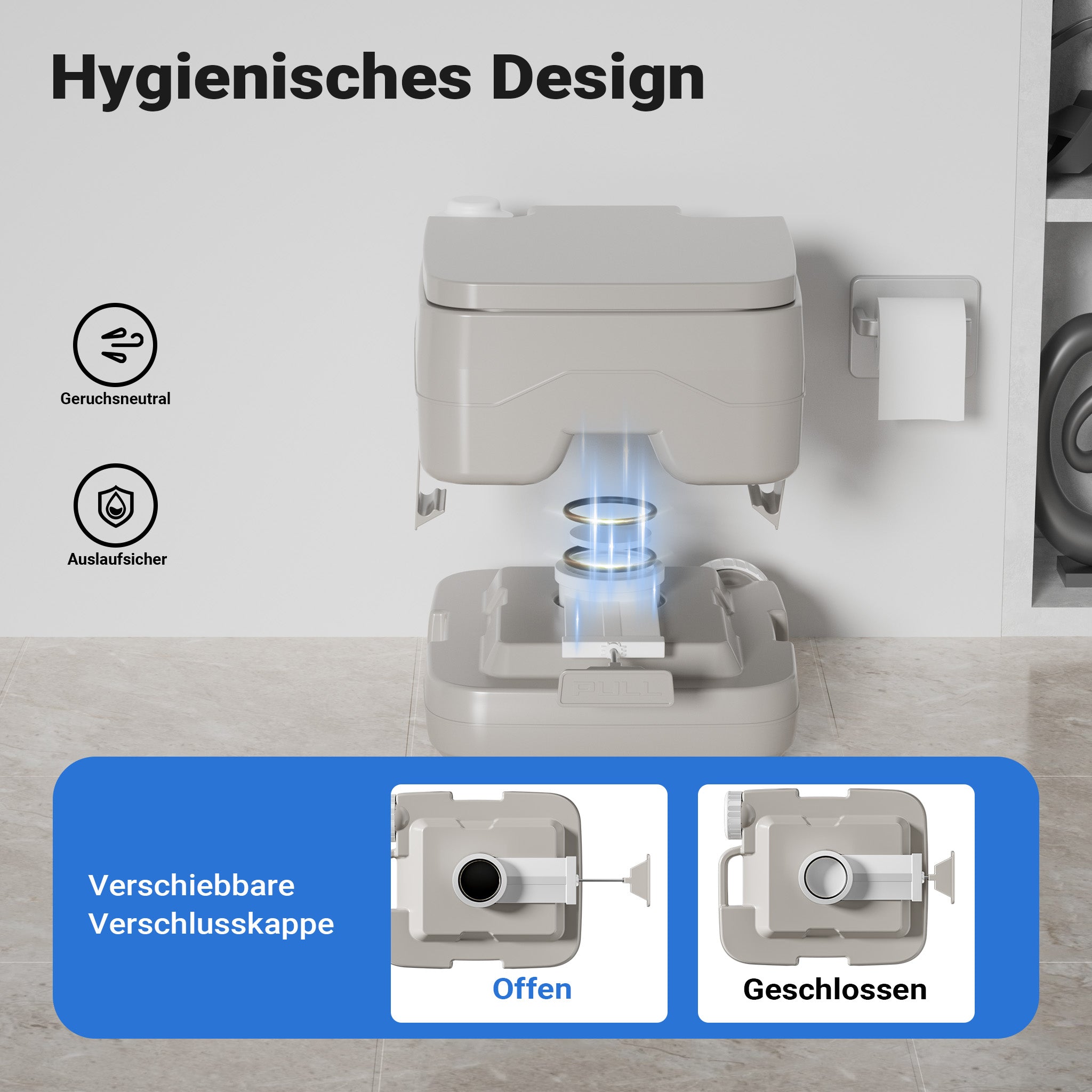 Wc portatile 10 l, wc da campeggio portatile con pompa manuale, bagno chimico per camper facile da pulire