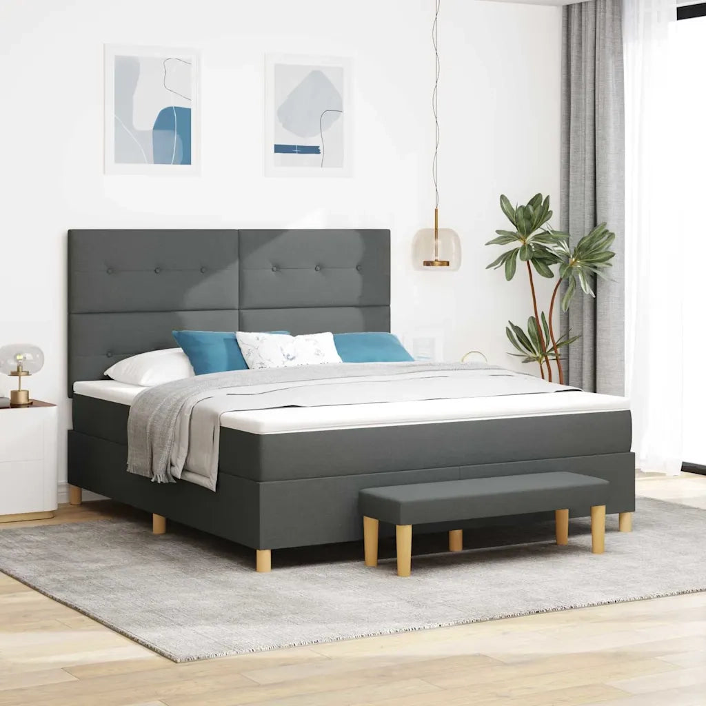 Letto a molle con testiera Grigio scuro 180 x 200 cm Tessuto 3344087