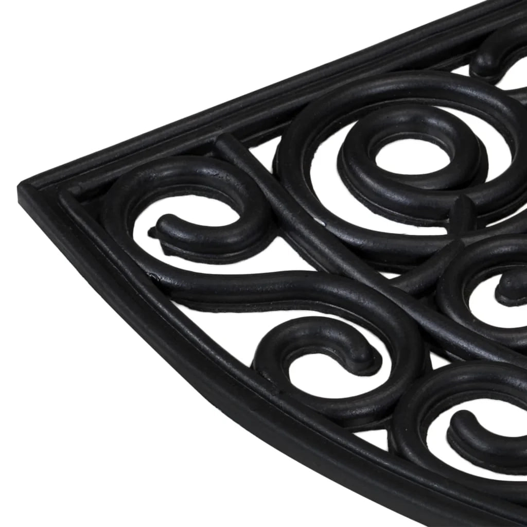 Zerbino semicircolare 45 x 75 cm antiscivolo resistente per interni/esterni in gomma nera 02_0046195