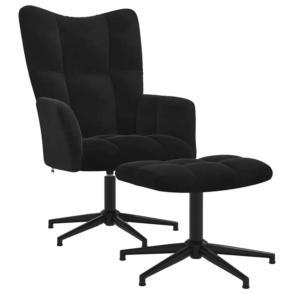 Poltrona Relax | Sedia Relax con Poggiapiedi Nero in Velluto