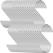 50 S-haken robusti in acciaio inossidabile argentato per accessori bagno, asciugamani e giardinaggio (argentato)