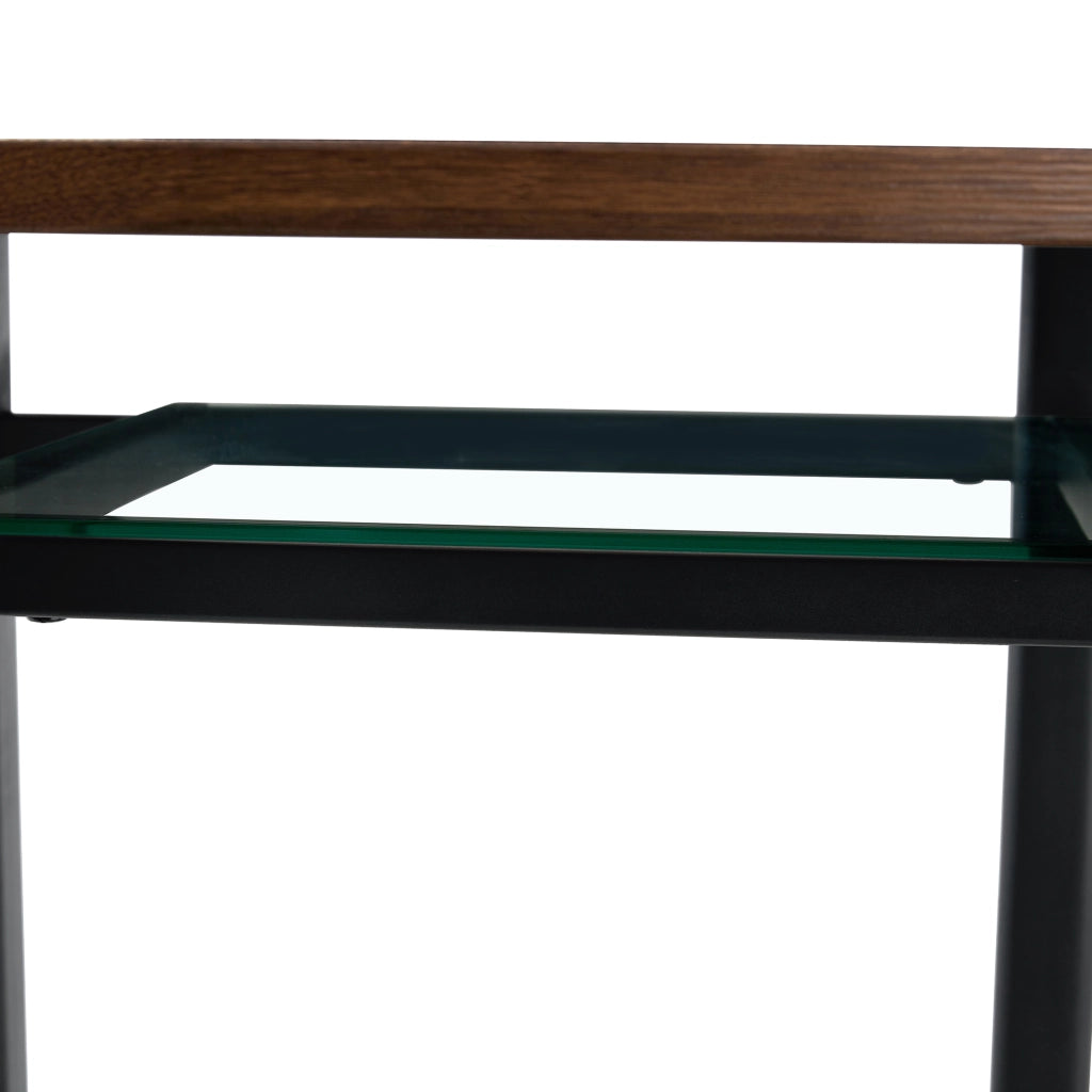 Tavolo Rotondo Moderno con Piano in Vetro Temperato ¨C Xylo ¨C Marrone, Metallo, ?100 cm