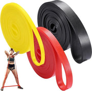 Set di Cinture di Resistenza Yoga - 3 Pezzi per Allenamento di Forza Fitness - Giallo (15-15 lbs), Rosso (15-35 lbs), Nero