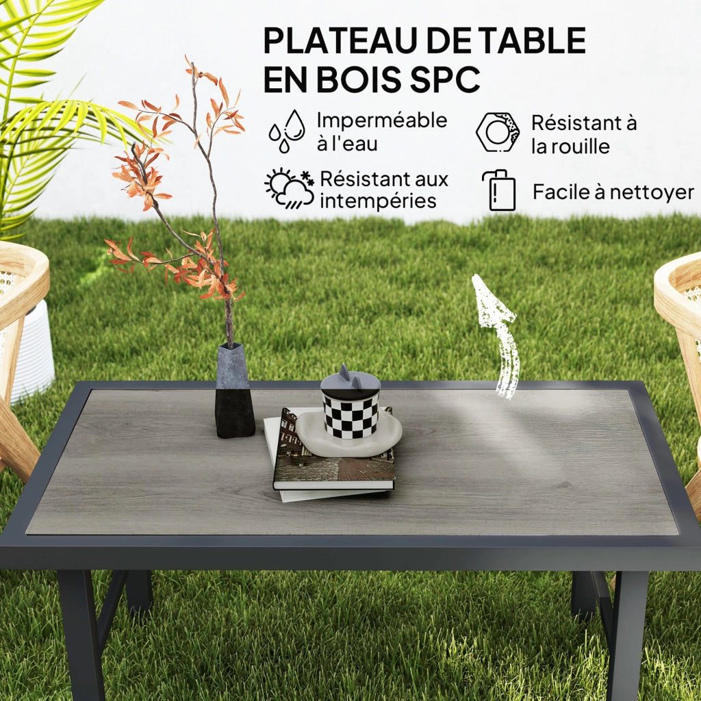 Tavolino da giardino rettangolare ¨C zephmum ¨C nero, metallo, 100x52x46 cm
