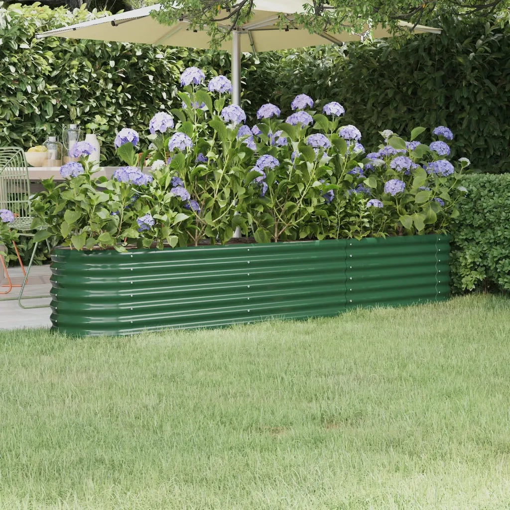 Fioriere | Cassetta per fiori | Letto Giardino Acciaio Zincato 224x40x36 cm Verde