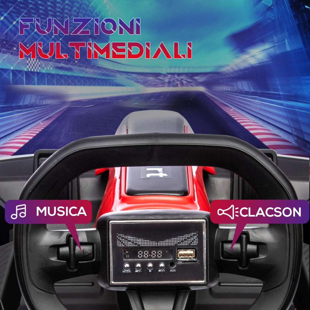 Go Kart Elettrico per Bambini 6-12 Anni 24V 12km/h con Seggiolino Regolabile. Rosso