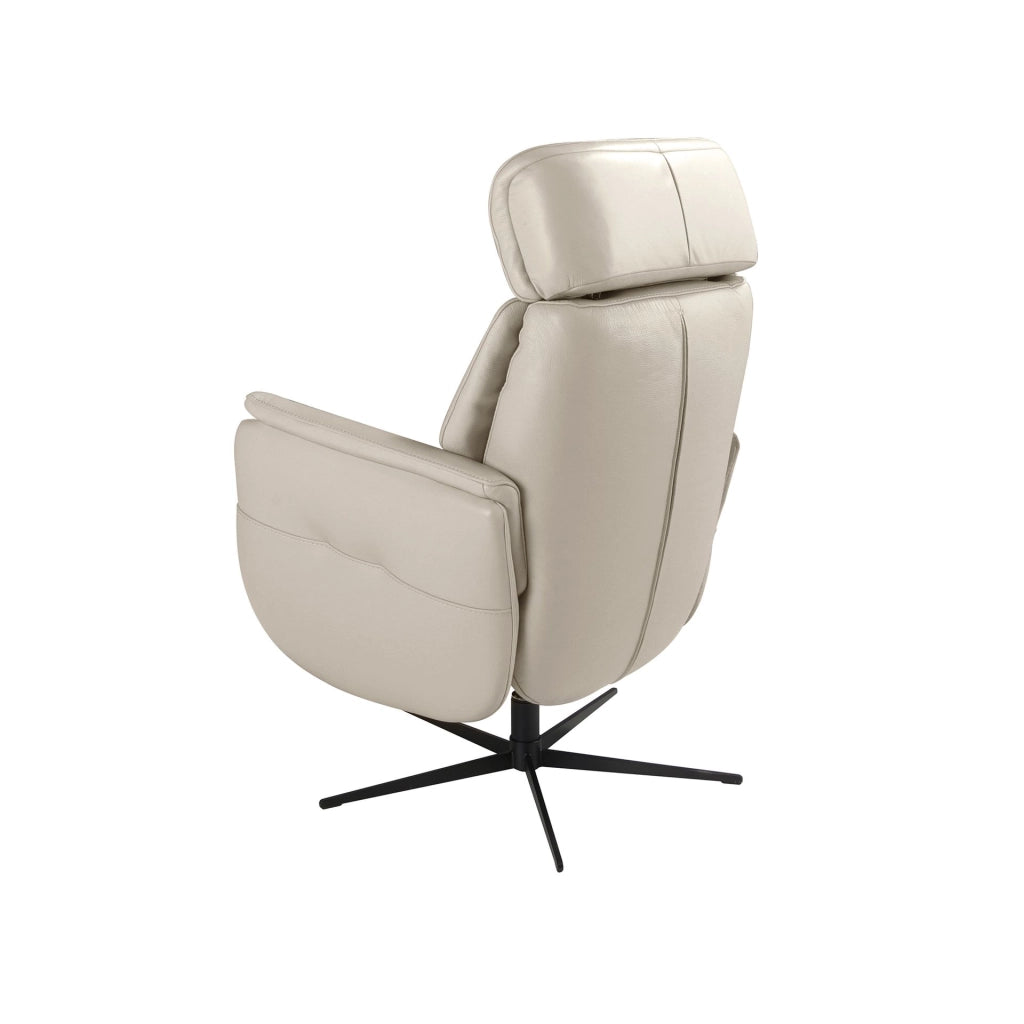 Poltrona relax girevole in pelle grigio perla
