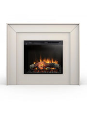 Camino Elettrico Riscaldante Da Pavimento Autoportante a LED - ZUNI 28" - 130,2 x 110 x 27,5  - Cashmere