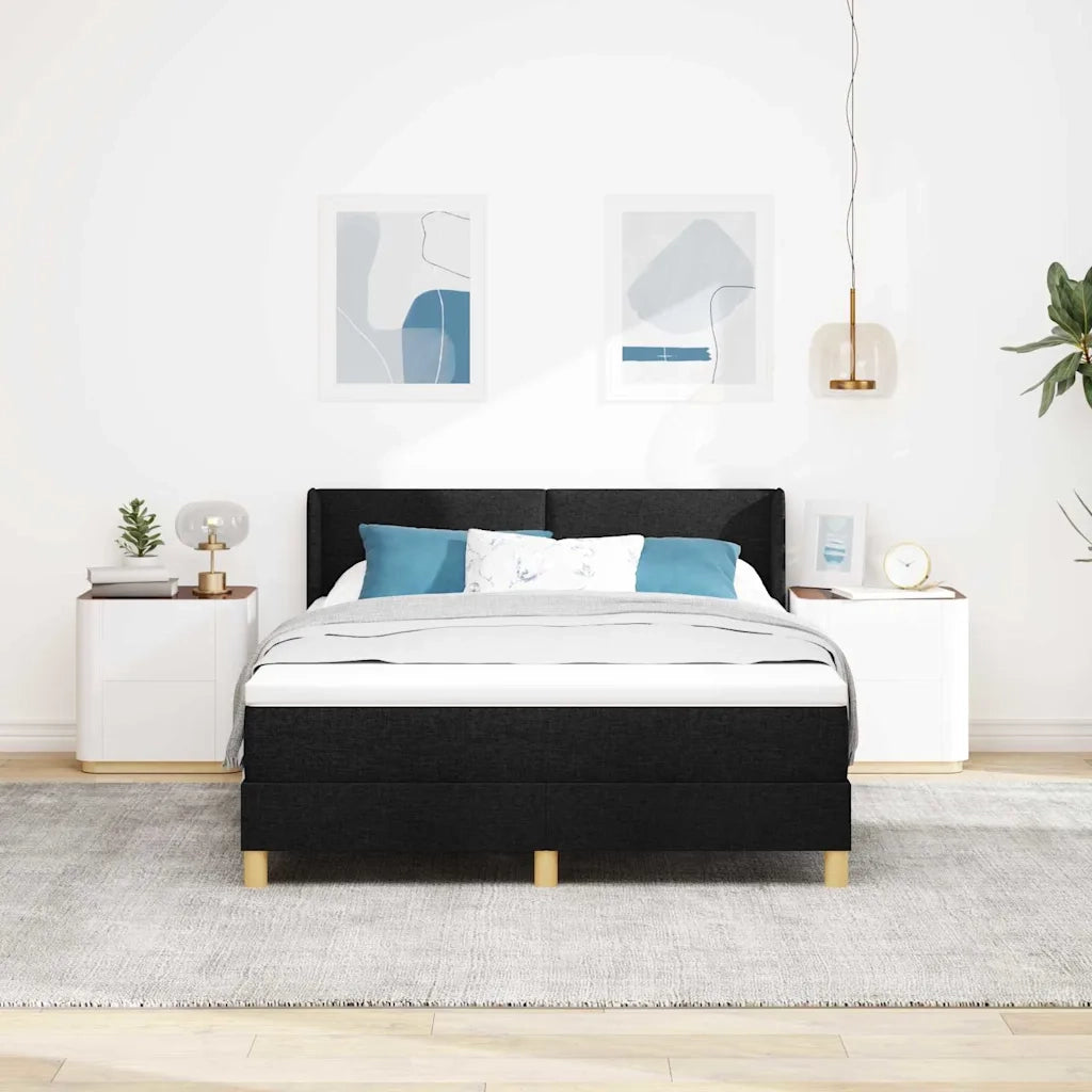 Letto a molle con materasso Nero 200 x 160 cm Poliestere