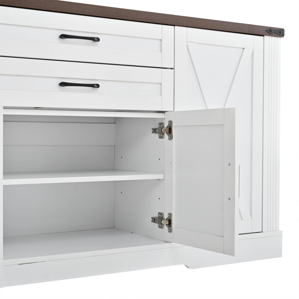 Credenza Sideboard bianca con piano d¡¯appoggio, 4 ante, 2 cassetti, 160x39x81,5 cm