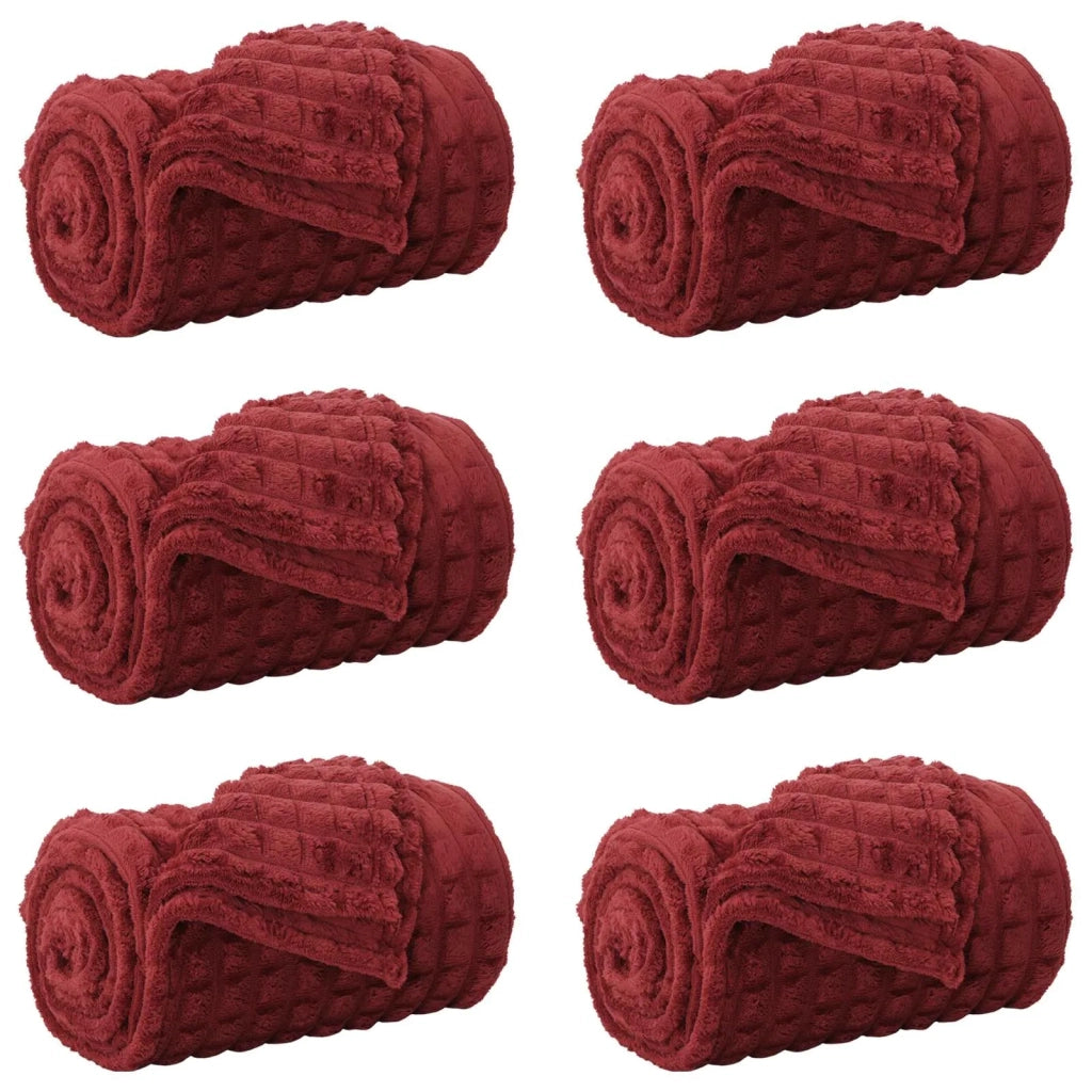 Coperte da Pile 6 pcs Rosso Bordeaux 200 x 150 cm Panno