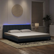Giroletto con LED senza Materasso Hanko Grigio Scuro 200x200 cm in Velluto 3213800