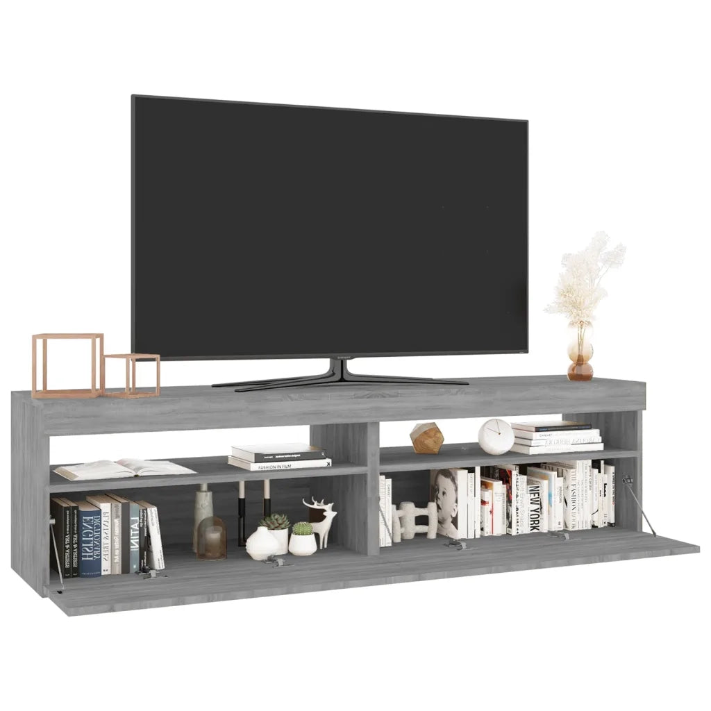 Mobile Porta TV con Luci LED 2pz-Mobile per TV-Credenza TV Grigio Sonoma 75x35x40 cm
