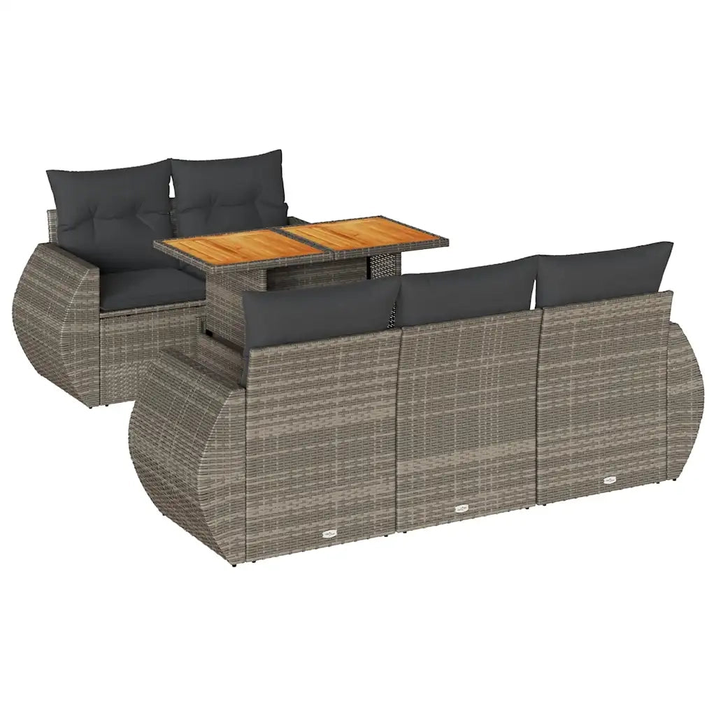 vidaXL Set Divano da Giardino 6 pz con Cuscini Grigio in Polyrattan