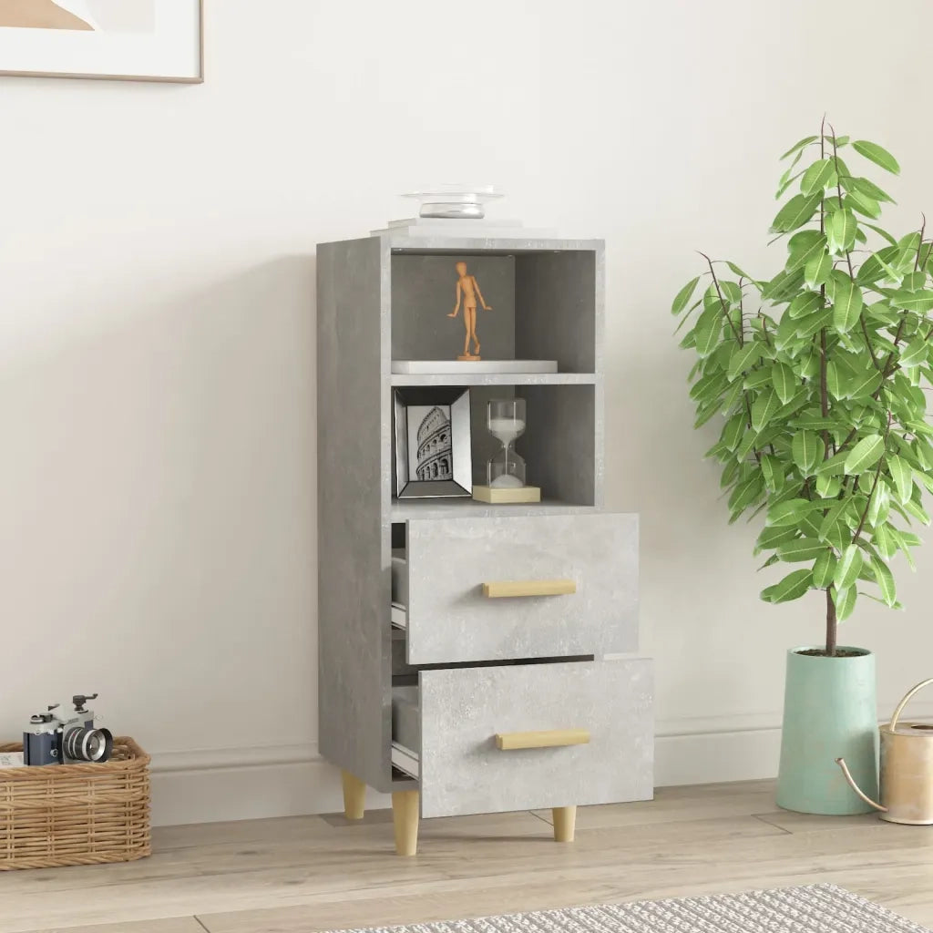Credenza Grigio Cemento 34,5x34x90 cm in Legno Multistrato 812361