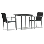 Set Pranzo da Giardino 3pz | Set Salotto da Giardino con Cuscini in Polyrattan e Acciaio