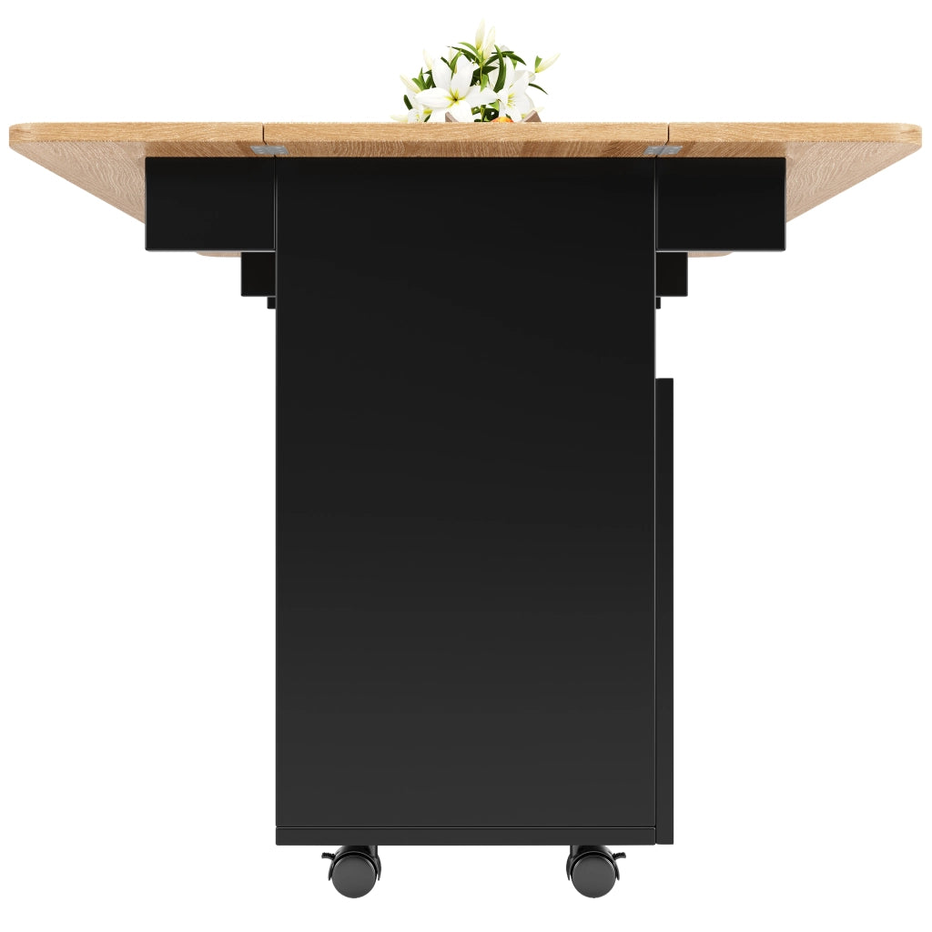 CARRELLO CUCINA Pieghevole 120x30x79,5 cm MDF Nero e Naturale