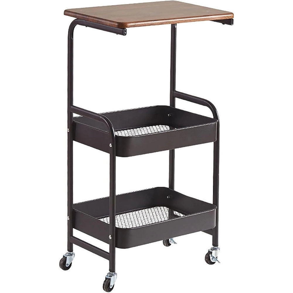 Trade Shop - Carrello Portaoggetti A 3 Livelli Scaffale Mobile Organizzatore Scorrevole Piano In Legno -