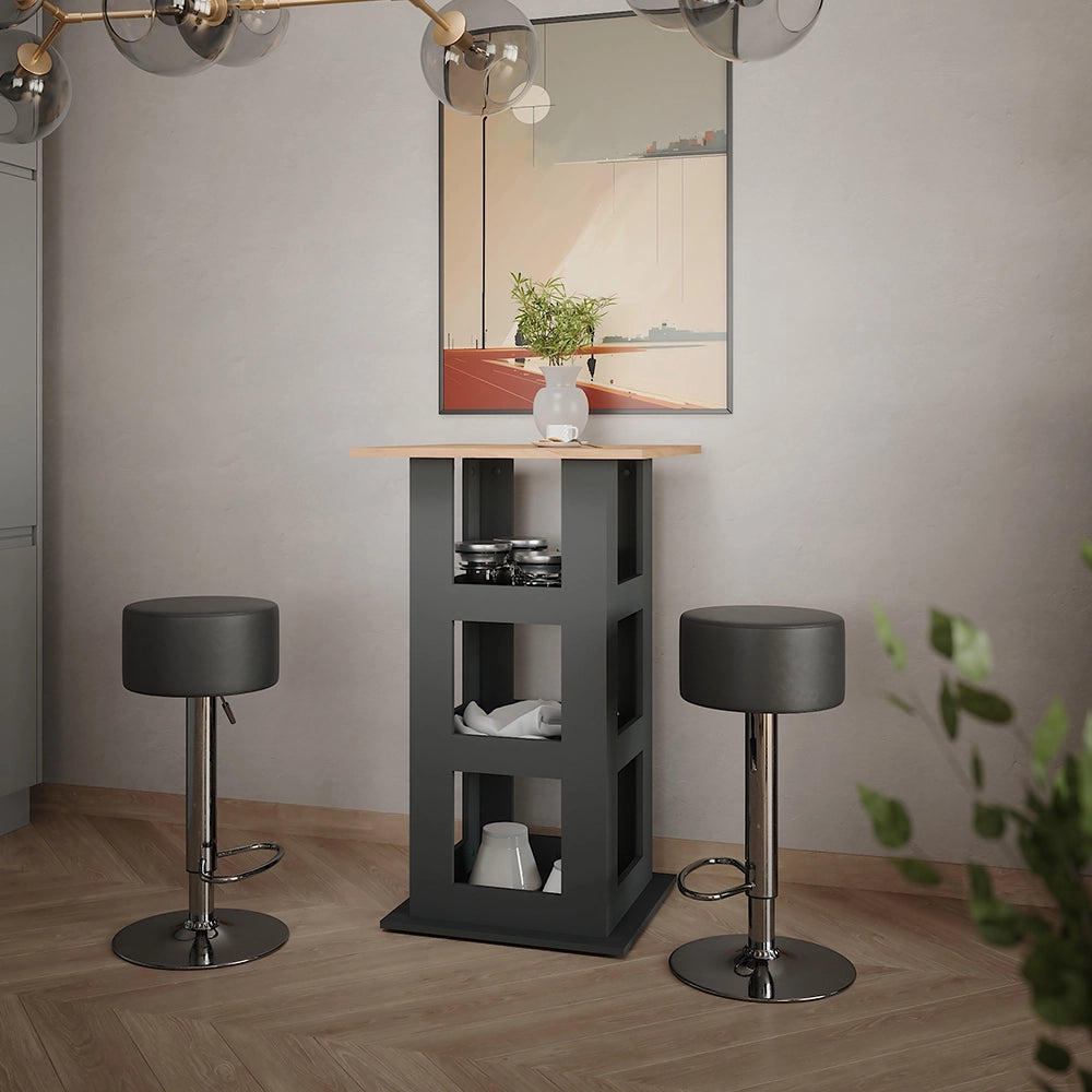 Vicco tavolo bar con sgabelli Quercia dorata/antracite 65 x 65 cm con 2 sgabelli da bar