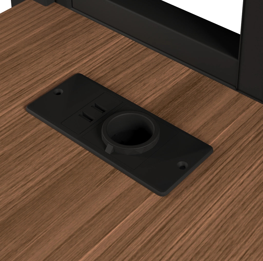 Letto a castello 90x200 cm in metallo e MDF; con scrivania; LED; USB e scala; nero