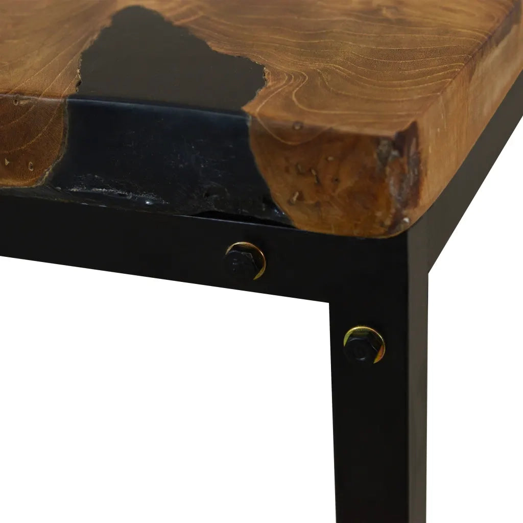 Tavolino da CaffÃ¨ in Legno di Teak e Resina 60x60x40 cm cod mxl 17833