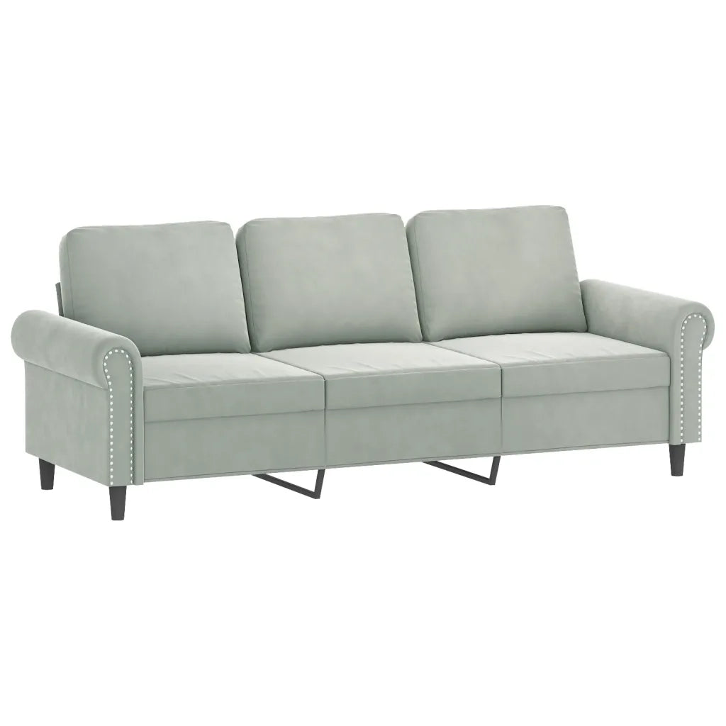 Set di Divani 2 pz con Cuscini Grigio Chiaro in Vellutocod mxl 131059