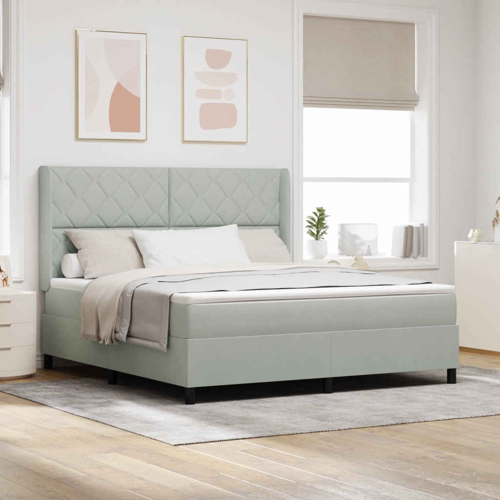 Letto con Rete a Molle Grigio Chiaro 180x200 cm Velluto