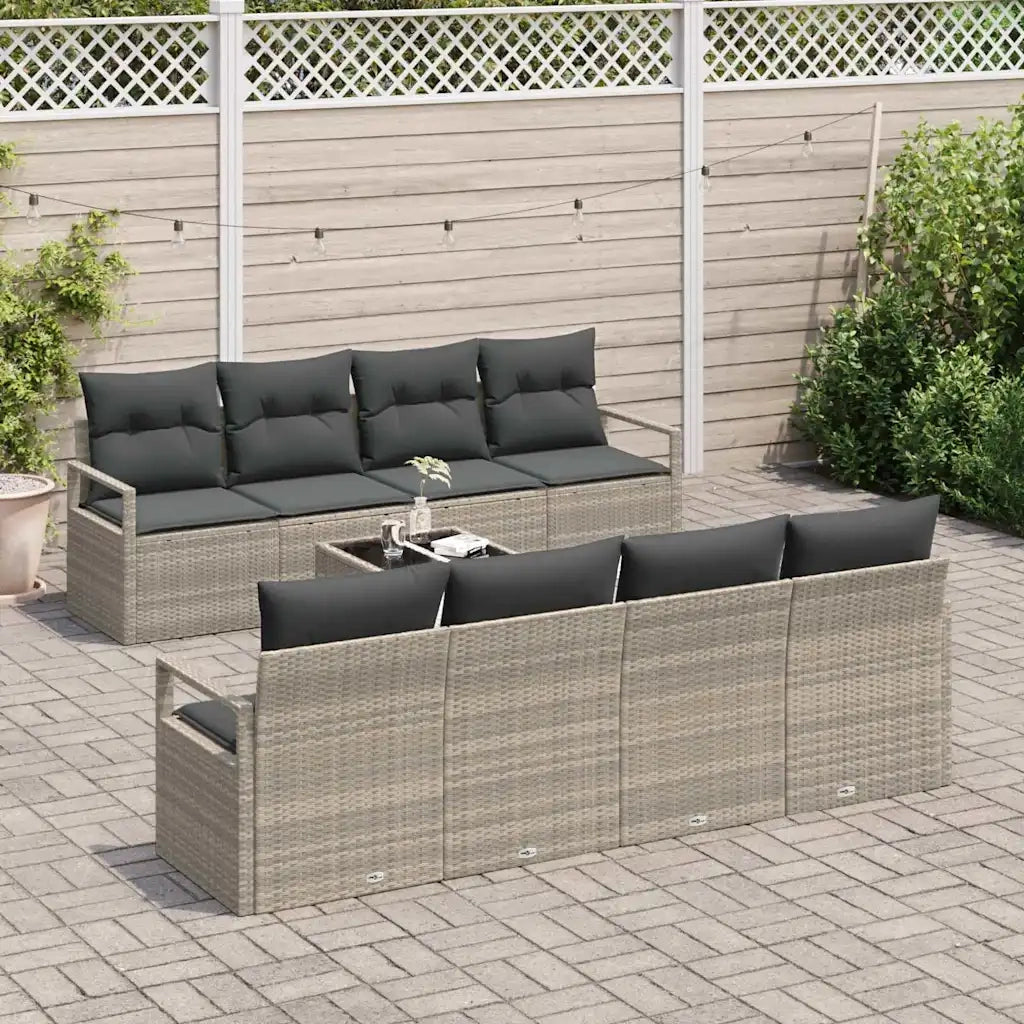 Set di divani con cuscino 7 pcs Grigio chiaro polyrattan 3346312