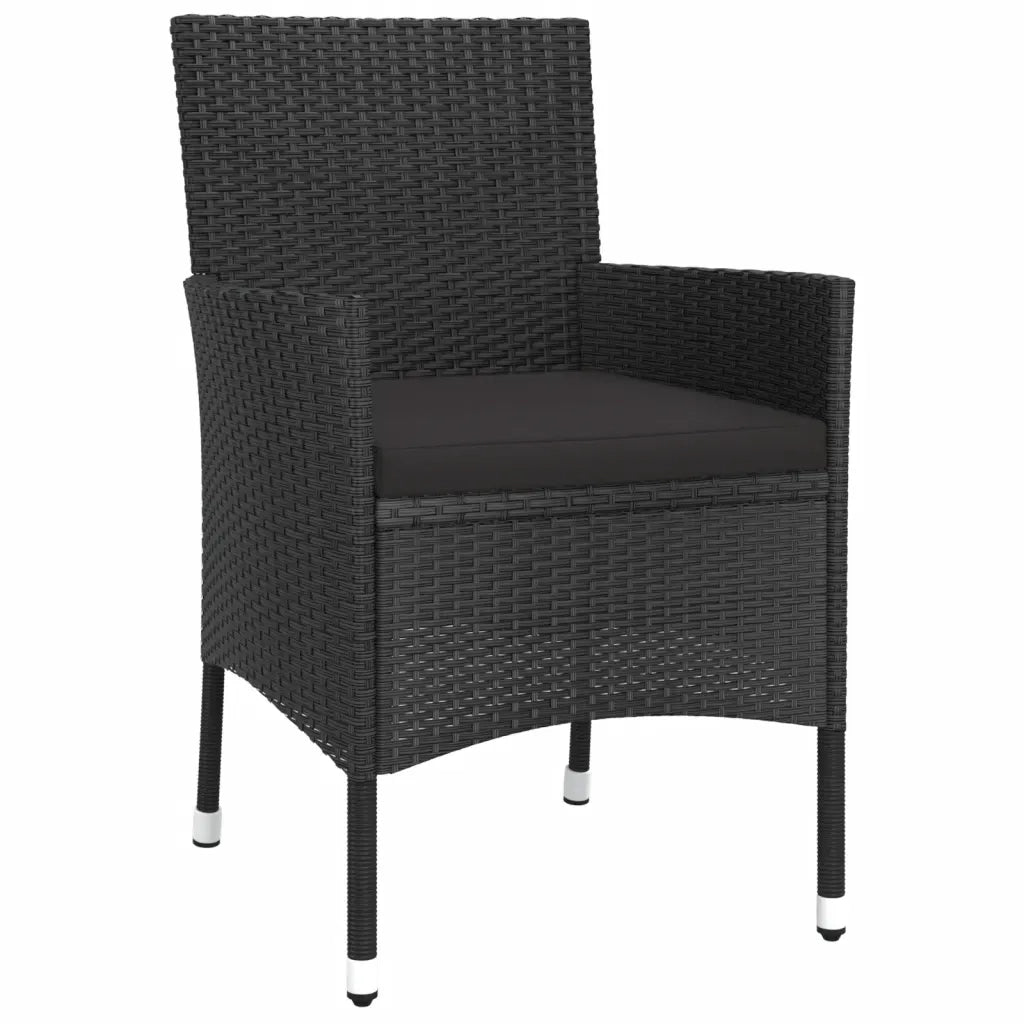 Set BistrÃ² da Giardino 5 pz con Cuscini in Polyrattan Nero