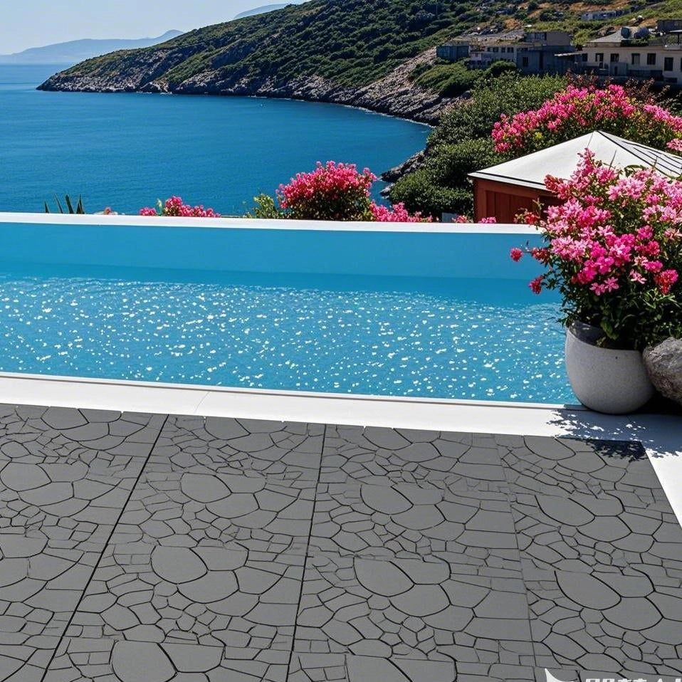 Piastrelle per patio da 12" con texture effetto pietra, modulo fai-da-te ad incastro per pavimentazione, piastrelle per esterni facili e veloci da ins