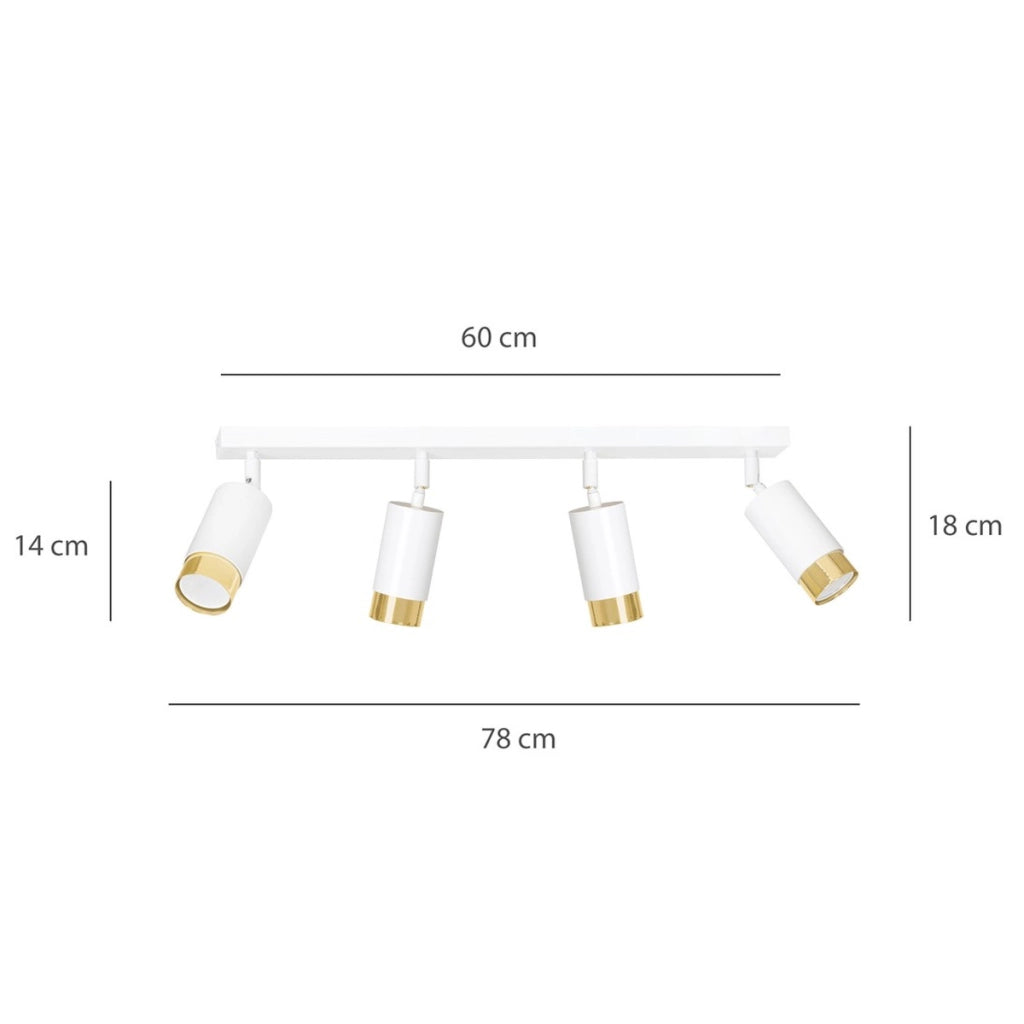 Faretto da soffitto Hiro in acciaio bianco e oro