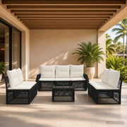 Set Divano da Giardino 8 pz Nero e Bianco Crema polyrattan 3435388