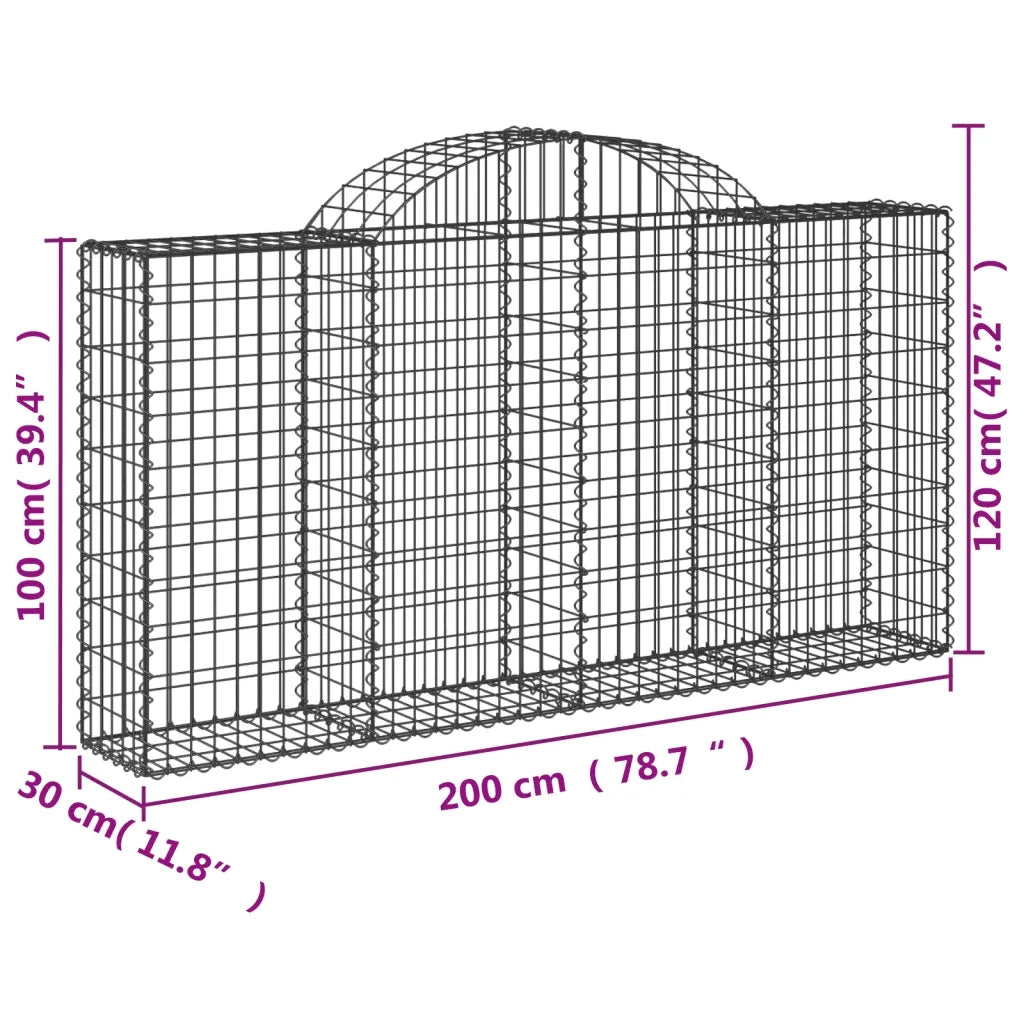 Cesti Gabbioni ad Arco 7 pz 200x30x100/120 cm Ferro Zincato 3146115