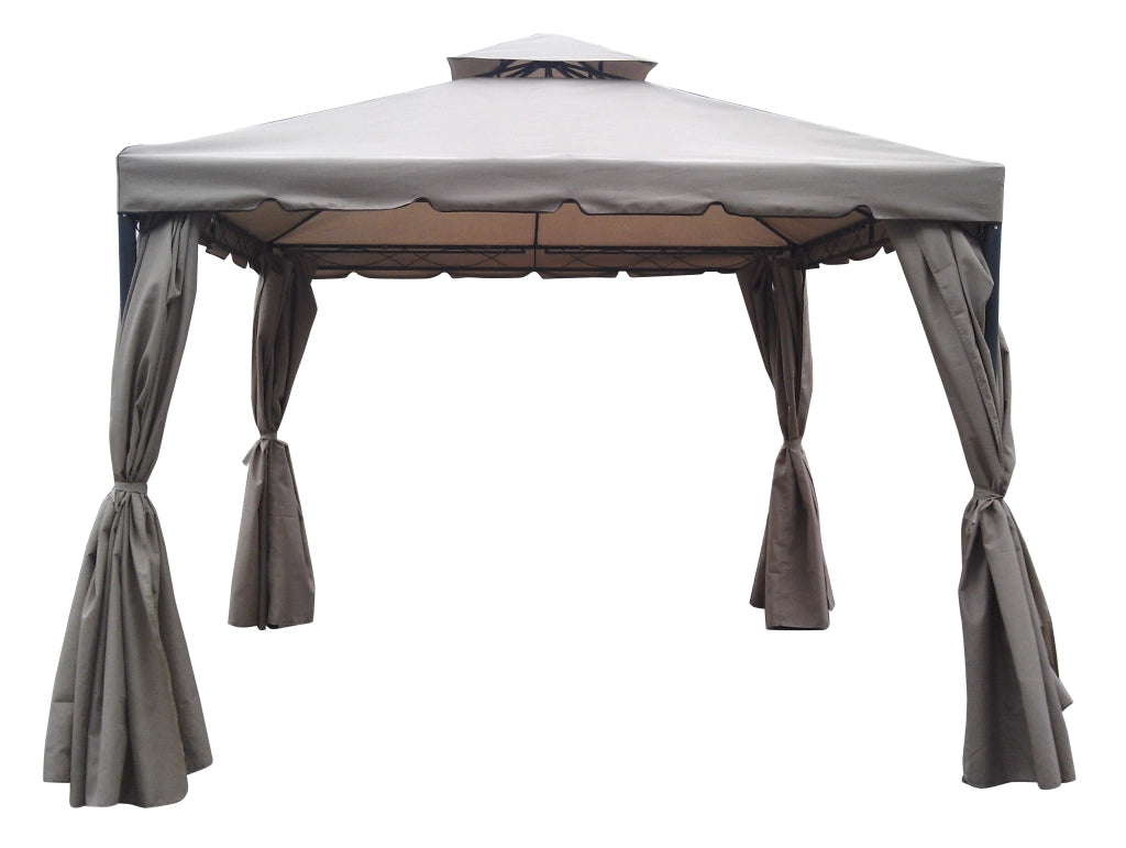 Gazebo 3x3 3x4 in Alluminio Teli Laterali Doppio Tetto Beige Roma Verdelook Formato: 3 x 4 m