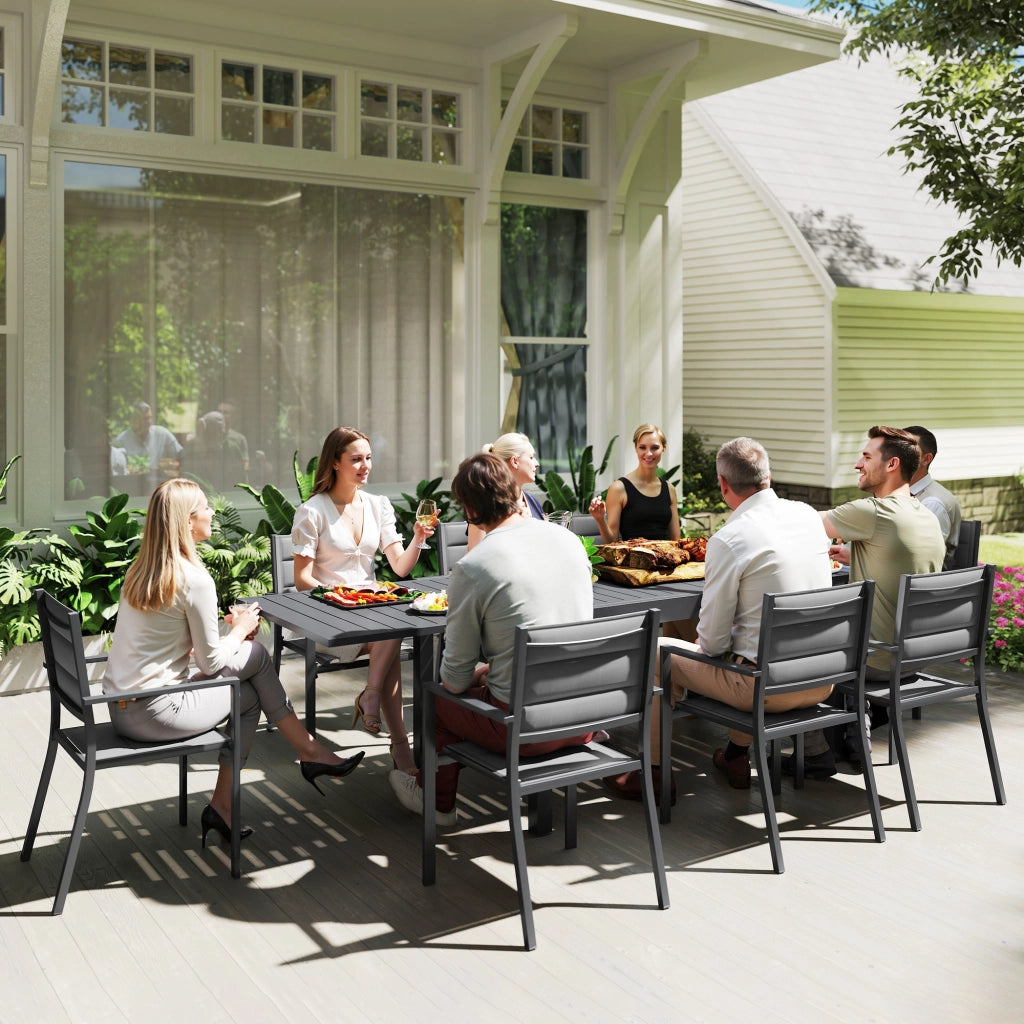 Tavolo da pranzo allungabile per giardino ¨C zephmum ¨C Grigio, Polyrattan, Alluminio, 135-270 cm, 6-10 persone