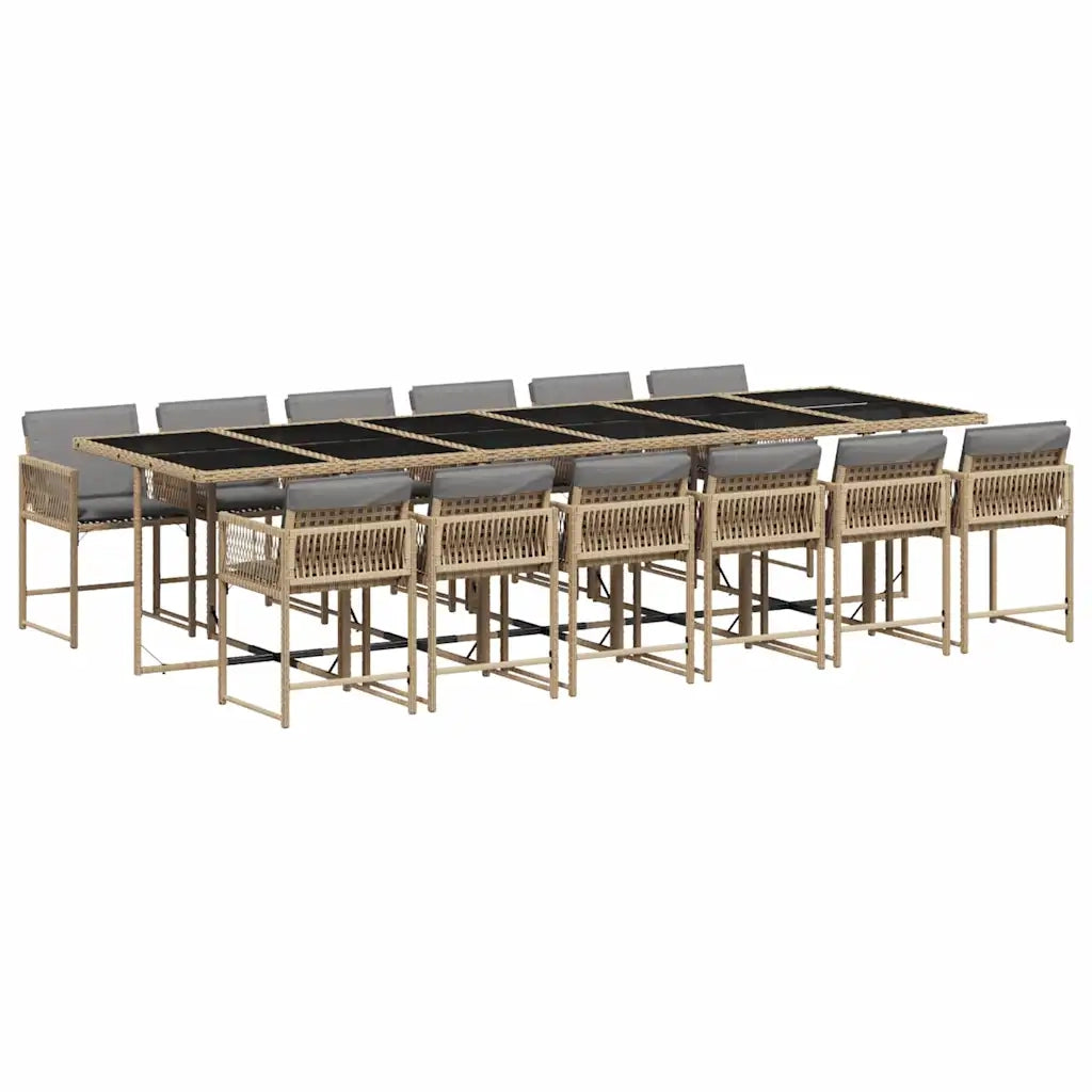 Set Pranzo da Giardino 13 pz con Cuscini Beige Misto Polyrattan 3211488