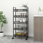 Carrello da Cucina con 5 Ripiani Nero 46x26x105 cm in Ferro cod mxl 64172
