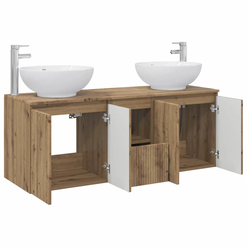 Set di Armadi da Bagno 3 pz Rovere Artigianale 3405706
