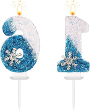 Candelotti con numeri Tema Neve a fiocchi per torta di compleanno - Decorazione di festa per compleanni e matrimoni (Set da 16)
