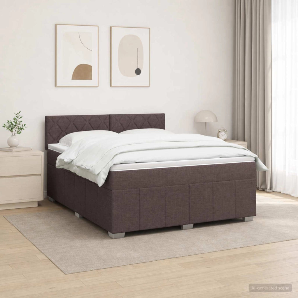 Letto Box Spring LED con Materasso Marrone Scuro 180 x 200 cm 3455671