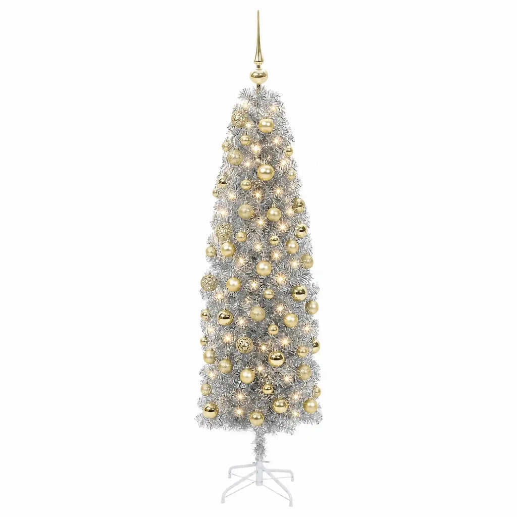 Albero di Natale Artificiale Slim con Palline 180 cm 300 LED 3461227