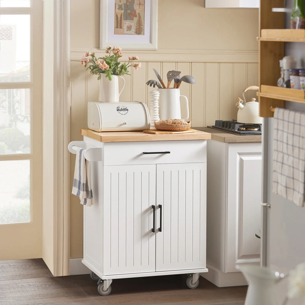 Credenza Cucina Carrello Cucina Con Ruote Con Cassetto E 2 Ante 74.5x45.5x91cm FKW119-WN SoBuy