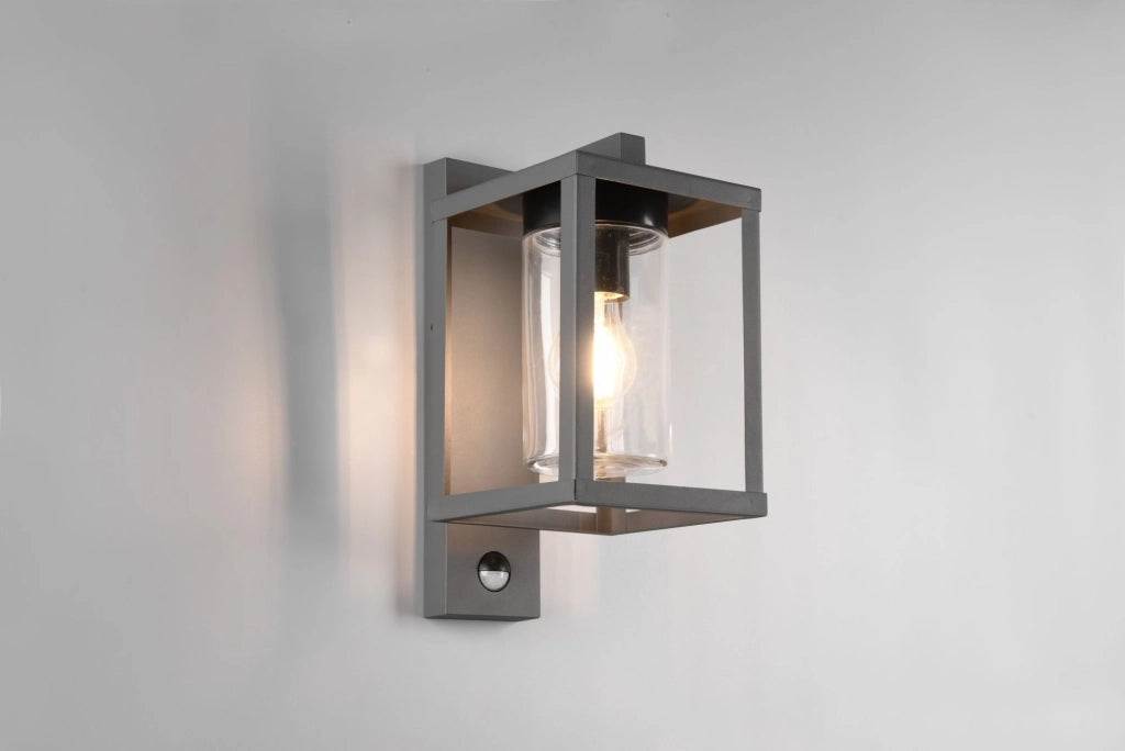 LUNGA APPLIQUE DA ESTERNO ANTRACITE CON SENSORE DI MOVIMENTO IP44 H. 33,5CM 1 LUCE ATTACCO E27