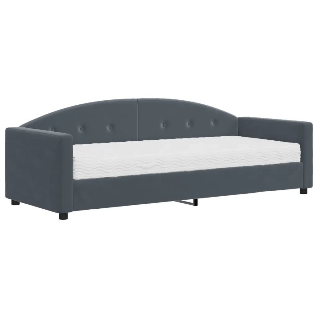 Divano letto | Sof¨¤ letto | Letto singolo con Materasso Grigio Scuro 80x200 cm in Velluto